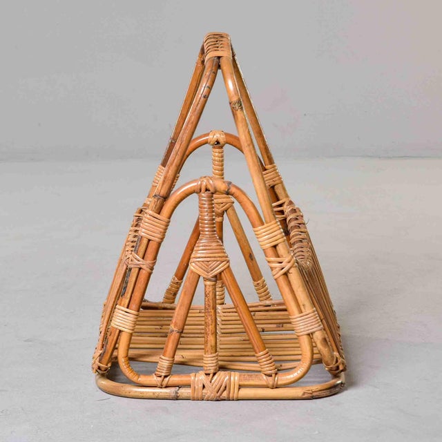 Wood Mid-Century Italian Albini-Style Bamboo Magazine Basket For Sale - Image 7 of 11