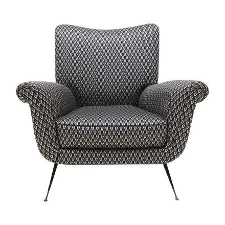 Mid-Century Armchair in Serpentino Fabric by Gigi Radice For Sale