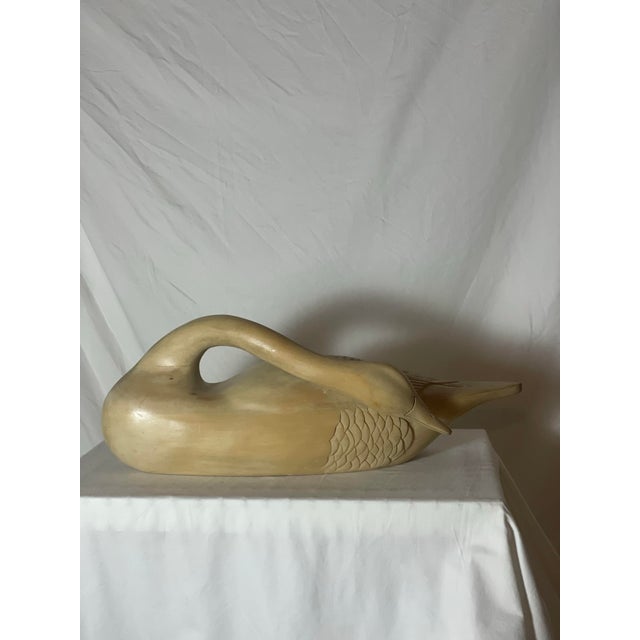 Pair of 1980s Bleached Wood Large Decorative Swans For Sale - Image 4 of 6
