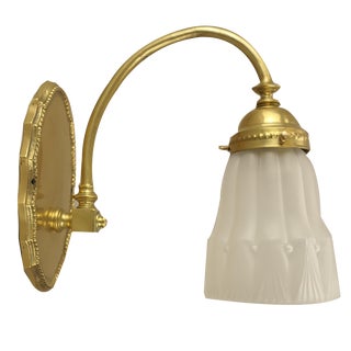 Wall Lamp in Brass with Satin Shade, France, 1919 For Sale