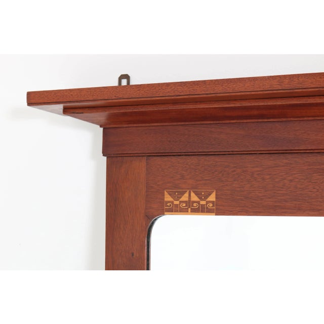Arts & Crafts Mahogany Mirror by J.M. Middelraad for H. Pander & Zn., 1900s For Sale - Image 3 of 7