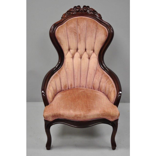Vintage Kimball Victorian Mahogany Rose Flower Carved Parlor Chair Chairish