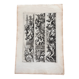 17th Century Antique Engraving French Baroque Etching Original Classical Architectural Print Antique Copper Plate Signed