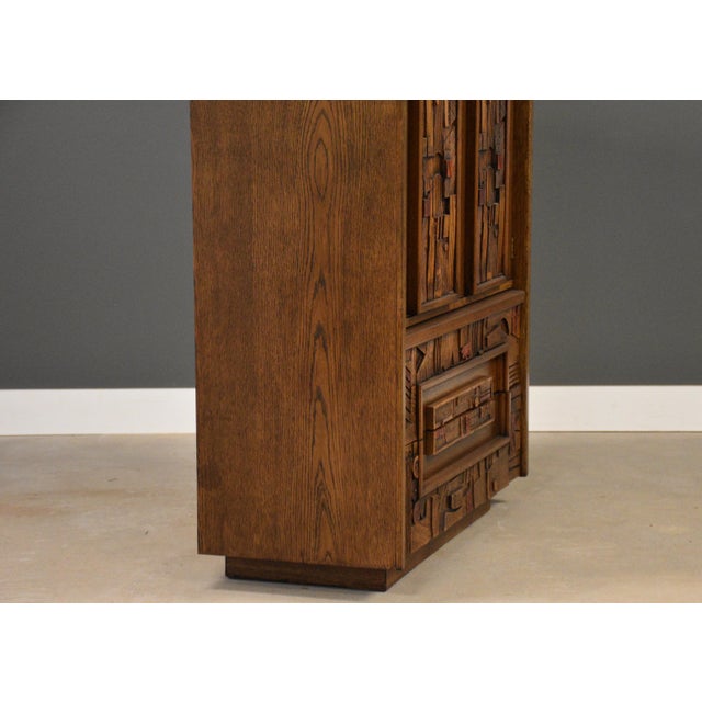 Brutalist MCM Lane Pueblo Walnut Armoire Dresser For Sale In Boston - Image 6 of 10