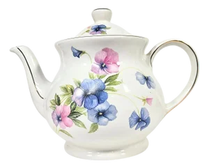 Late 20th Century Pastel Pansies Teapot