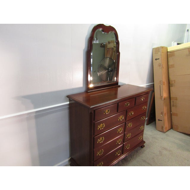 Item 87868: Colonial Furniture solid cherry dresser with mirror. Age: 1980's. Details: Dovetailed drawers. Condition: Very...