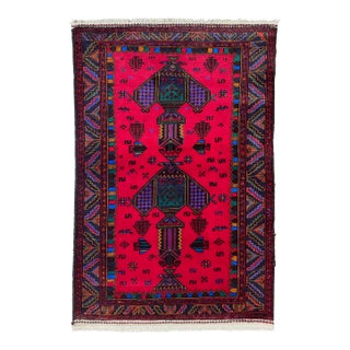 Hand-Knotted Baluch Geometric Rug 2'10" X 4'11" For Sale