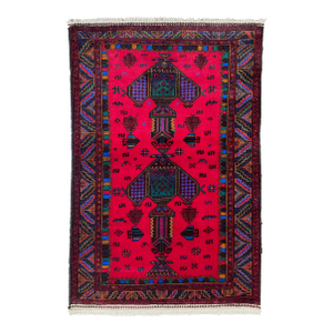 Hand-Knotted Baluch Geometric Rug 2'10" X 4'11"