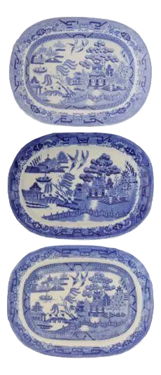 Antique English Willow Small Platters- Set of 3