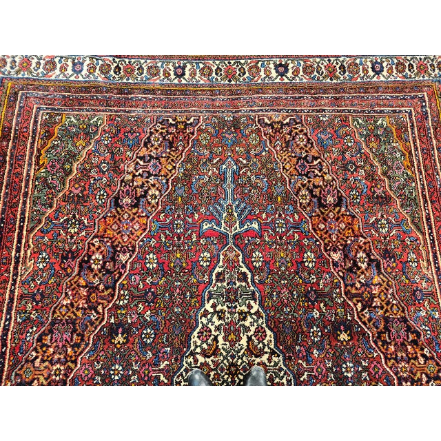 Vintage Persian Bibikabad Rug, Hand-Knotted Wool, Geometric Pattern, Rust Red & Blue, 9x13 For Sale - Image 18 of 18