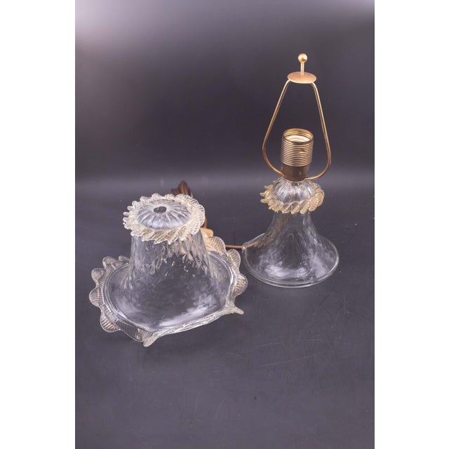 Metal 1970s Petite Murano Gold and Transparent Bubble Glass Table Lamp For Sale - Image 7 of 9