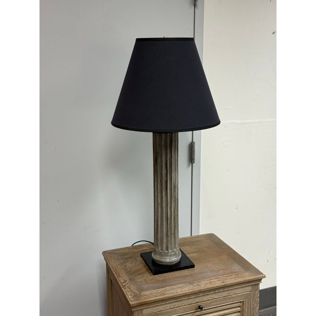 Restoration Hardware Restoration Hardware 19th Century Zinc Column Table Lamp For Sale - Image 4 of 12