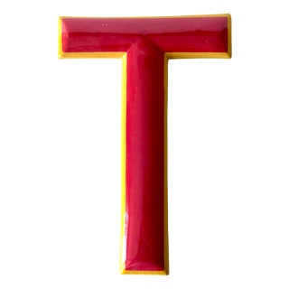 Industrial Enamel Letter T, 1960 For Sale