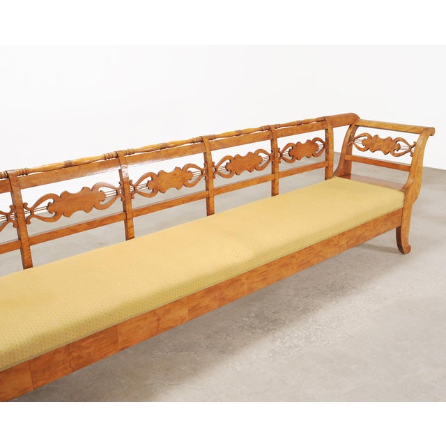 Monumental Swedish Biedermeier Style Burl Hall Bench 11.5 Ft For Sale - Image 11 of 18