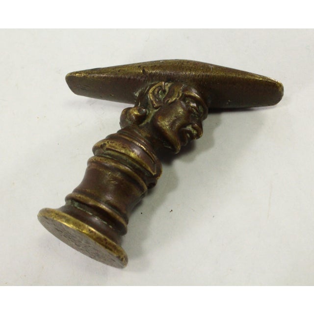 18th / 19th C. Apothecary Bronze Masher Pestle, Figural With Man in Bicorn Hat For Sale - Image 13 of 16