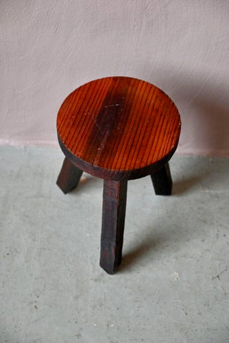 Brutalist Primitive Tripod Stool in Wood