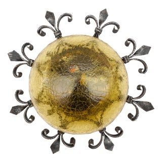Vintage German Iron Glass Flush Mount, 1960s For Sale