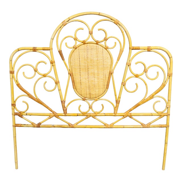 Mid Century Style Bamboo Double Headboard For Sale