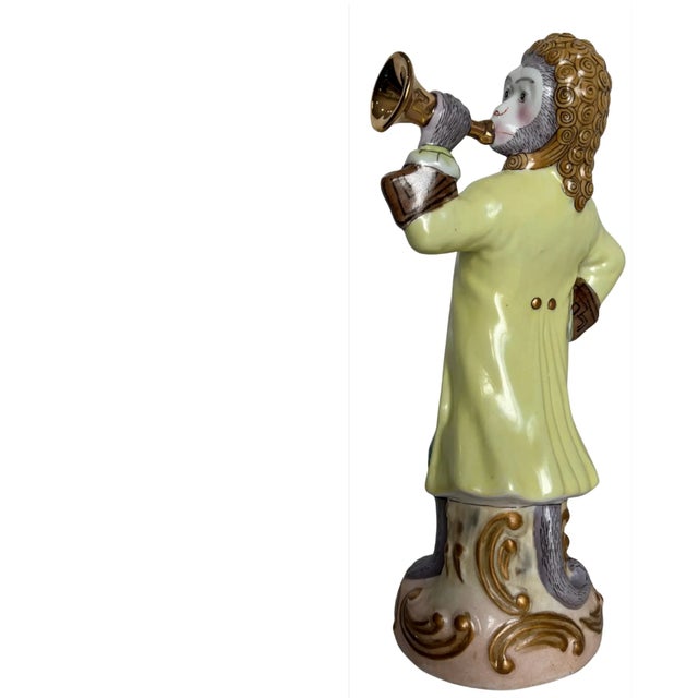Meissen Porcelain 13 + In. Meissen Style "Affenkapelle" Monkey Trumpeter Figurine For Sale - Image 4 of 15