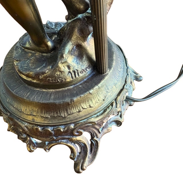 French Gilt Bronze Putti Lamps by Aug. Moreau, 1890s, Set of 2 For Sale - Image 4 of 8