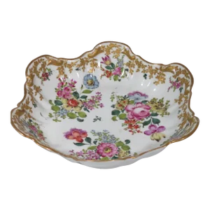 Antique French Porcelain Footed Hand Painted Bowl