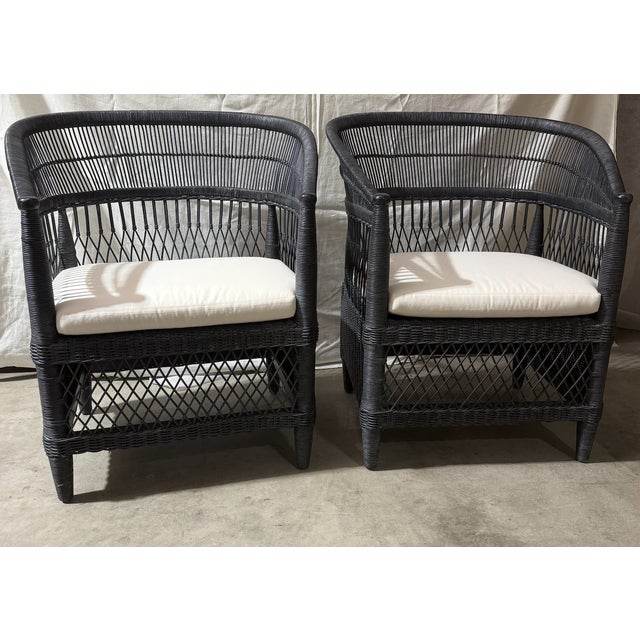 Late 20th Century Pair of Painted Wicker Chairs For Sale - Image 10 of 12