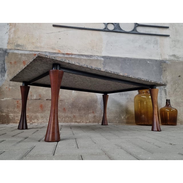 Large Danish Coffee Table in Marble and Teak, 1980s For Sale - Image 6 of 8