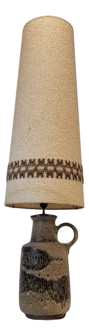Fat Lava Ceramic Lamp with Original Shade from Scheurich Keramik, 1960s