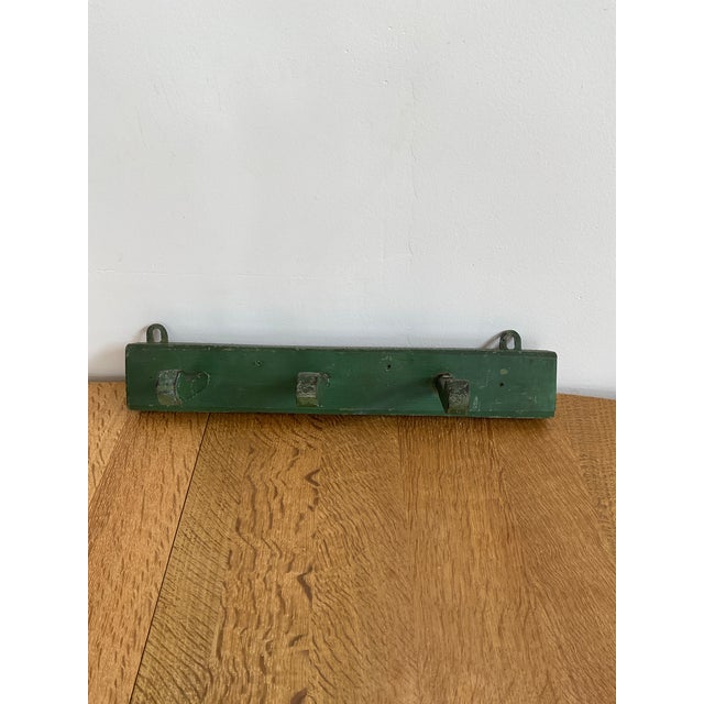 Wood Antique Rustic Wooden Peg Hook in Green For Sale - Image 7 of 15