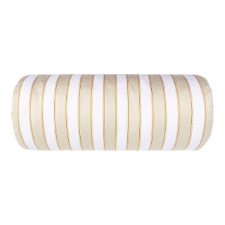 Scalamandre 21" x 7" Piano Stripe Bolster Pillow in Flax For Sale