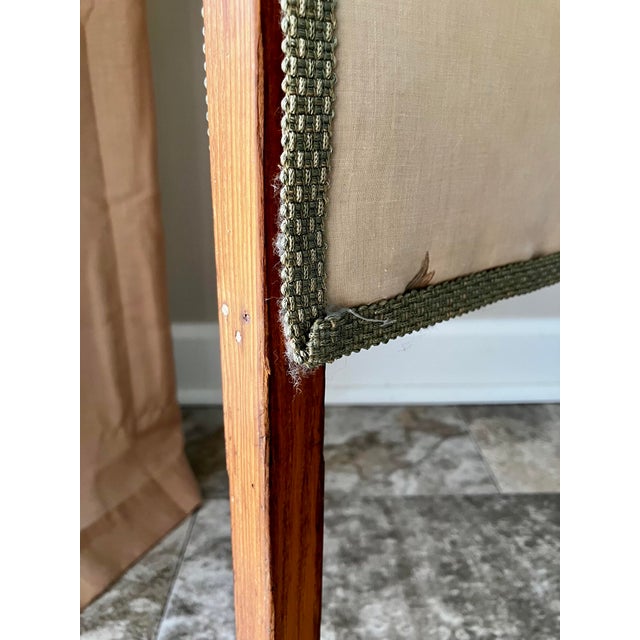 Antique Victorian Two-Panel Floral Fabric Folding Floor Screen With Finials For Sale - Image 14 of 18