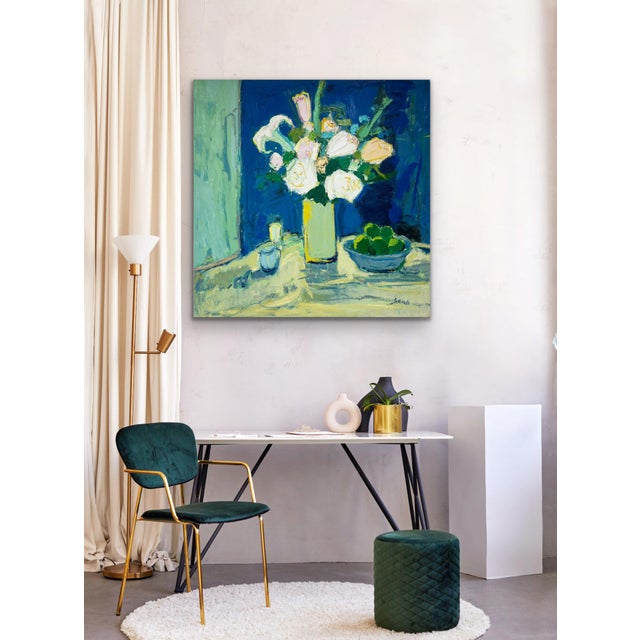 Contemporary Contemporary Impressionist Floral Oil Painting on Canvas, 48" X 48" For Sale - Image 3 of 11