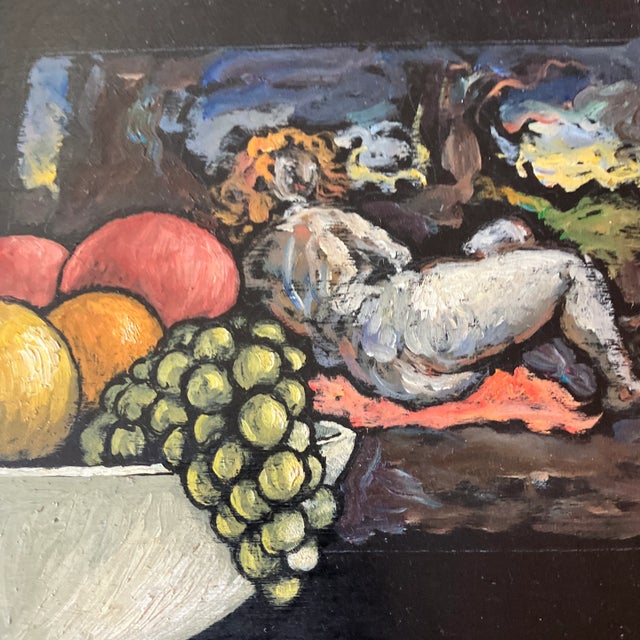 Mid-Century Modern 1960’s Original Still Life With Fruit & Female Nude Painting Signed Ornate Vintage Frame For Sale - Image 3 of 5