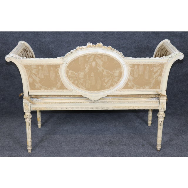 French 1940's Louis XVI Style Settee Window Bench Attributed to Maison Jansen For Sale - Image 3 of 12