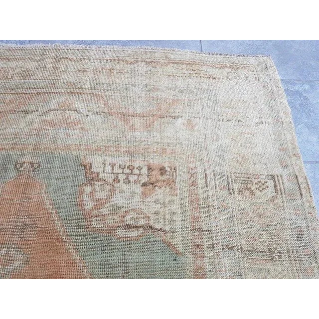 Textile 1960s Floral Oushak Vintage Area Rug For Sale - Image 7 of 11