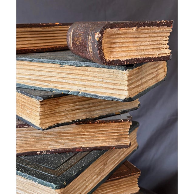 Sculpture Materials Vintage Regency Faux Stacked Books Side Table – Trompe L’Oeil Library Accent For Sale - Image 7 of 7