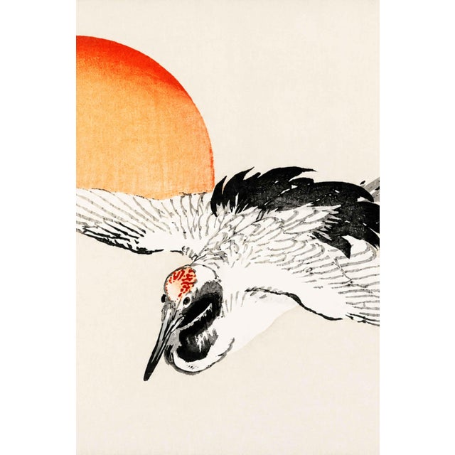 Japanese Flying Crane by Kōno Bairei, Vintage Japanese Art Print Reproduction, 24" X 16" For Sale - Image 3 of 9