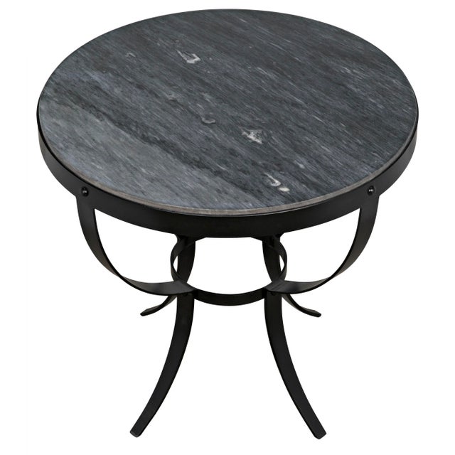 Not Yet Made - Made To Order NOIR Byron Side Table in Black Metal with Marble For Sale - Image 5 of 7