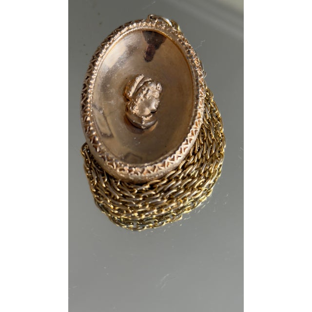 1970s Victoiran/Edwardian Oval Raised Cameo Necklace For Sale - Image 9 of 10