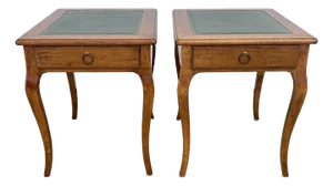 Guido Zichele for Bloomingdale’s Italian Leather Top End Tables, a Pair