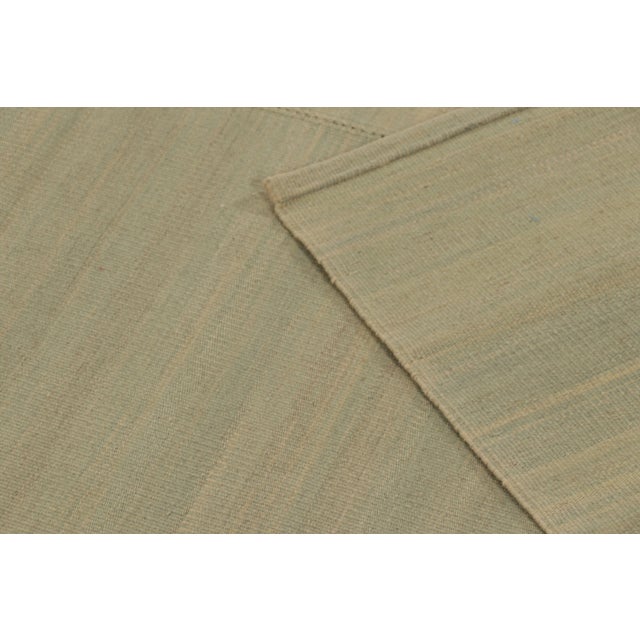 Blue Rug & Kilim’s Contemporary Textural Solid Kilim in Ice Blue and Gold Tomes For Sale - Image 8 of 10