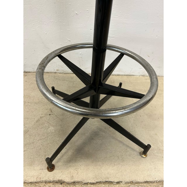 Mid 20th Century Set of 4 Mid Century Modern Black Vinyl Bar Stools For Sale - Image 5 of 12