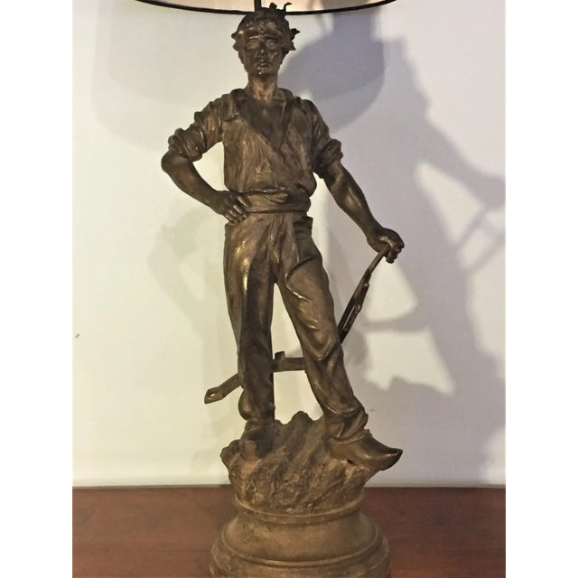 Large Figural Lamp of a Dutch Plowman For Sale - Image 4 of 11