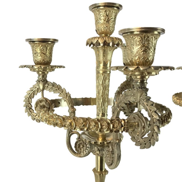 Empire Candelabra in Gilded Bronze, Set of 2 For Sale - Image 9 of 12