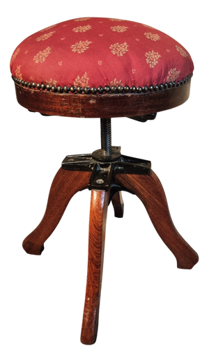 Antique Adjustable Piano Stool in Mahogany, 1890s