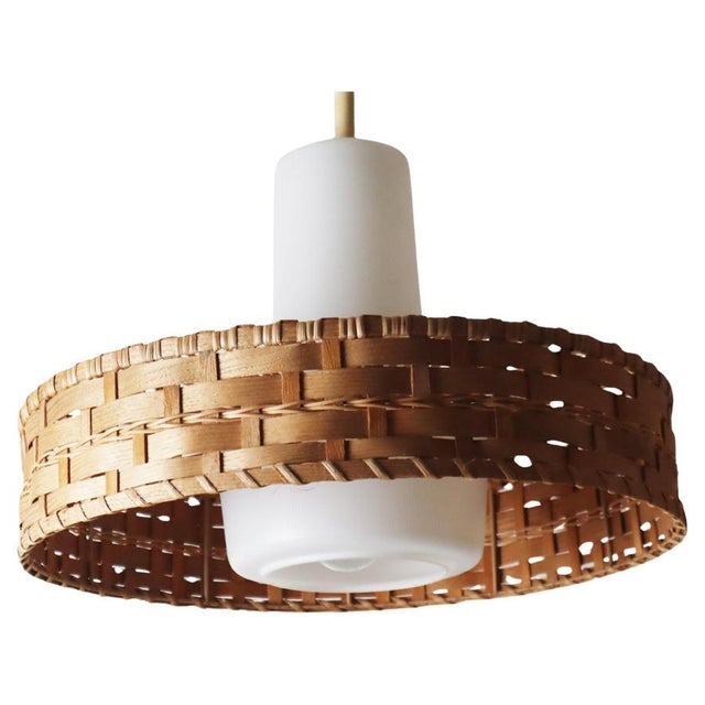 Mid-Century Modern Glass Pinewood Raffia Hanging Lamp by Doria, 1960s For Sale - Image 17 of 17