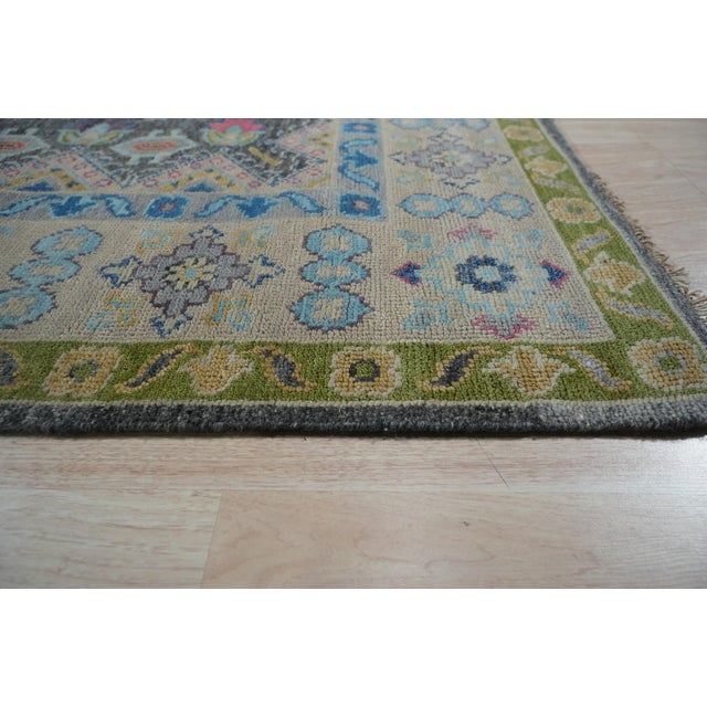 Contemporary 9x12 Maya Kazak Charcoal Traditional Geometric Hand Knotted Wool Carpet Rug For Sale - Image 3 of 6