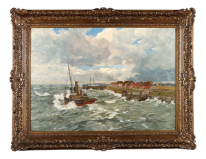 Andreas Dirks, Nordic Coastal Scene, Oil on Canvas