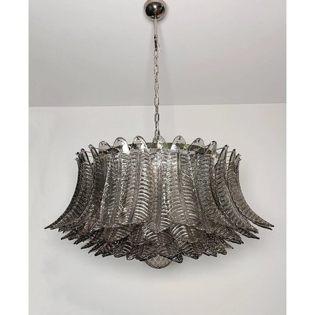 DUTIES FREE ELECTRICAL SYSTEM ADAPTED FOR US/EU/AU Italian chandelier, MADE IN Murano with smoked glass and nickel plated...