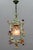 French Tole and glass polychrome pastel flower cage pendant light, circa the 1950s. Adorable cage-shaped pendant light...